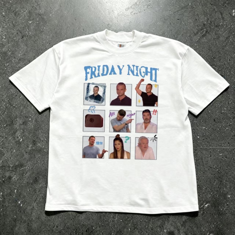 Dazhuanshun Studio Friday Night Same Style Pure Cotton 300g Heavy Short-Sleeved T-Shirt for Men and Women Loose Top