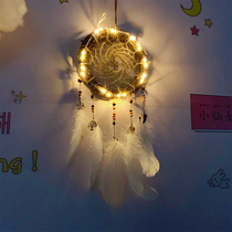 Rattan circle dream catcher handmade diy material Feather bedside hanging dorm ins girl room decoration Boyfriend gift