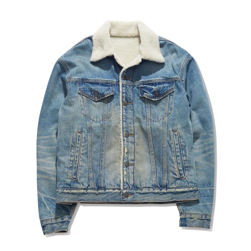 Danci Done Frank Vintage Washed Distressed Lamb Wool Denim Jacket Danci Done Frank Vintage Washed Distressed Lamb Wool Denim Jacket