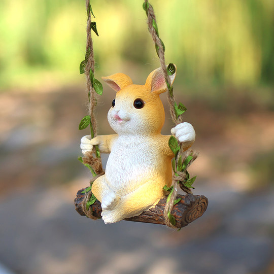 Creative Cute Cartoon Animal Swing Pendant Outdoor Courtyard Garden Tree Balcony Decoration Little Rabbit Ornament