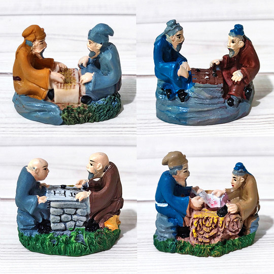 Микропейзаж древний китайский смола человеческие предметы чай фортепиано шахматы каллиграфия и живопись пейзаж бонсай diy пейзаж песочный стол маленькие украшения