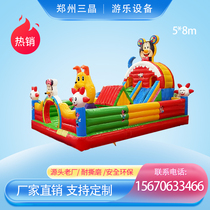 Outdoor Children Inflatable Castle Large Outdoor Trampoline Bed With Protective Mesh Swing Ground Stand Trampoline Air Cushion Mickey Mouse Toy