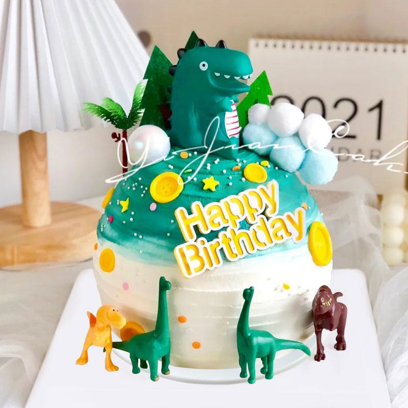 2021 New Emulation Birthday Cake Model Hemispherical Dinosaur Cartoon Net Red Custom Plastic Shop Window Sample