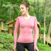 Follow you yoga top women with chest pad Autumn and winter long-sleeved professional sense of high-end yoga sports fitness t-shirt