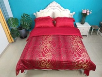 100% pure cotton Xinjiang cotton red bed sheet three-piece set jacquard affordable double bed suitable for net red satin twill