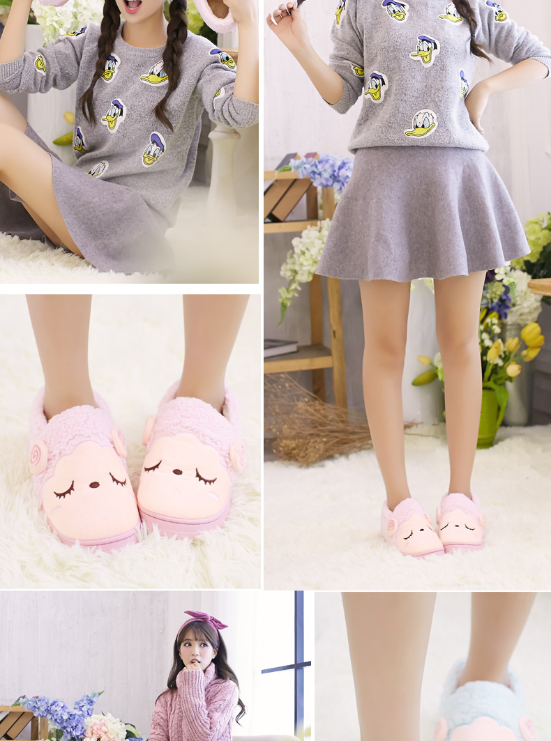 Dép cotton nữ mùa đông có đáy dày phiên bản Hàn Quốc của cặp đôi đáng yêu tại nhà Giày cotton trong nhà nam 2018 mới dép đi trong nhà vệ sinh