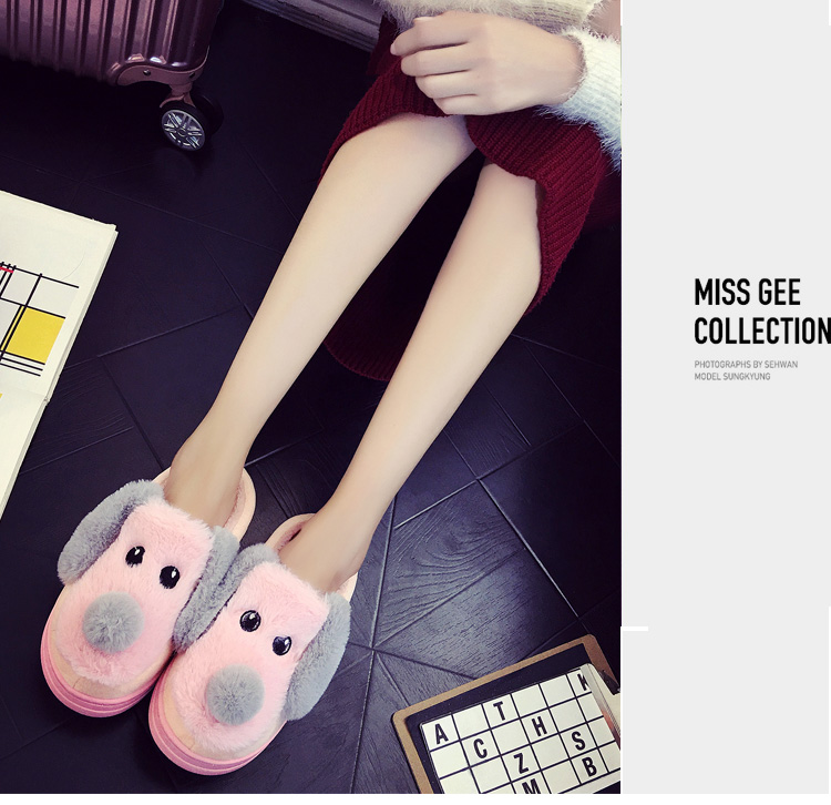 Dép cotton nữ mùa đông có đáy dày phiên bản Hàn Quốc của cặp đôi đáng yêu tại nhà Giày cotton trong nhà nam 2018 mới dép đi trong nhà vệ sinh
