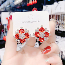 925 sterling silver needle light luxury advanced sense earrings temperament full drill snowflake earrings stud 2020 New Tide Net red ear ornaments