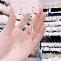 Korean temperament personality petal earrings 925 sterling silver needle fashion long tassel earrings high-end net red earrings