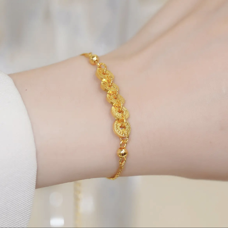 2025 New Trendy Ice-Crushed Five-Emperor Coin Bracelet, Fashionable and High-End, Light Luxury, Versatile Jewelry