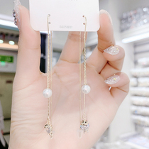 925 sterling silver pin Red Pearl tassel earrings female light luxury senior feeling year fish EAR thread 2020 New Tide