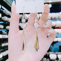 Advanced sense red gourd earrings tassel long anti-lost EAR thread 2021 New Tide temperament Net red ear ornaments face thin