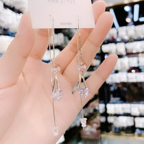 High-quality geometric tassel earrings long water drop zircon earrings super flash temperament personality all-match earrings show a thin face