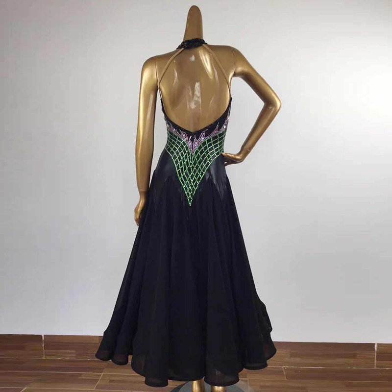 Morden Dance Black Race Dress Waltz Big Swing out of the suit National Peuga Dance Gardrill Performance Costume Square Dance Dress