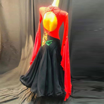 High-end Tencel national standard dance competition skirt waltz performance clothing imitation Austrian diamond ballroom dance performance clothing large swing skirt