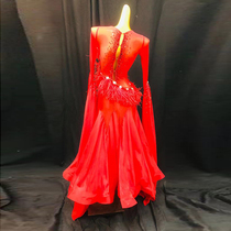 National standard dance competition skirt imported chiffon ballroom dance costume imitation Austrian diamond waltz performance costume ballroom dance dress