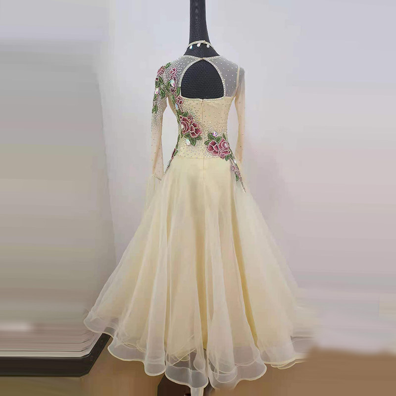 Morden Dance Competition Dress National Mark Dance Performance Waltz Performance Wear Social Dance Large Pendulum Plus Drill Skirt dress