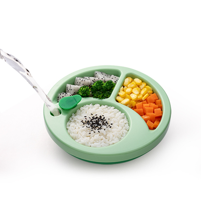 升级版小绿芽宝宝分隔餐盘注水保温