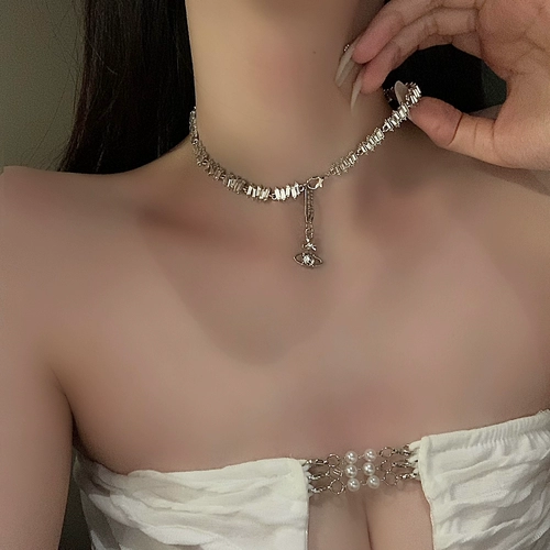 Цирконий, ожерелье, чокер, цепочка до ключиц, коллекция 2023, легкий роскошный стиль, изысканный стиль