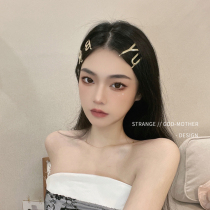 Golden Zhinnie Jennie Alphabet Hairpin Clip Female Summer Brief side Liu Haiclip Hairpin Hairpin for a haircut