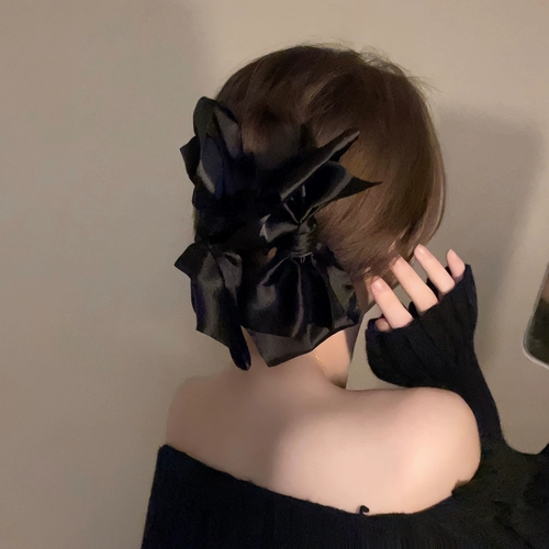 Большая черная заколка-крабик с бантиком, заколка для волос, аксессуар для волос, акула, шпильки для волос, популярно в интернете, коллекция 2023