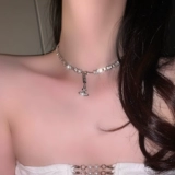 Цирконий, ожерелье, чокер, цепочка до ключиц, коллекция 2023, легкий роскошный стиль, изысканный стиль