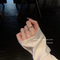 European and American full drilling of cross rings female senior senses small crowdsourced design inset with lukewarm wind and delicate and luxurious forefinger ring
