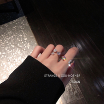 Japan-ROK pearl zircon ring female summer small crowdsourced design fashion personality light extravagant senior ins and index index finger