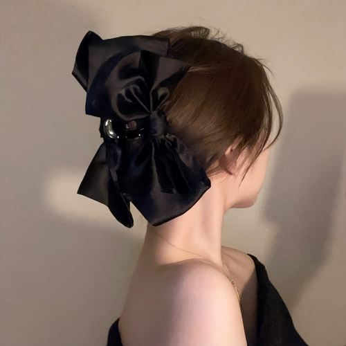 Большая черная заколка-крабик с бантиком, заколка для волос, аксессуар для волос, акула, шпильки для волос, популярно в интернете, коллекция 2023