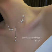 2021 New retro small grain pearl necklace with female summer zircons pendant fashion small crowdsourced light and luxurious collarbone chain neck chain