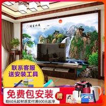  New Chinese landscape painting landscape wallpaper mural water making money living room ink wallpaper TV background wall Chinese style