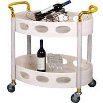 Hotel restaurant Long oval wine cart Tea cart Snack cart Mobile double-decker round trolley service cart