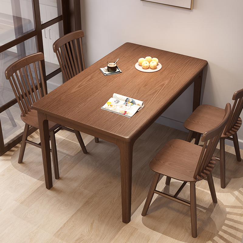 Table Home Small family style minimalist modern solid wood dining table and chairs combined Nordic light and luxurious rectangular dining table