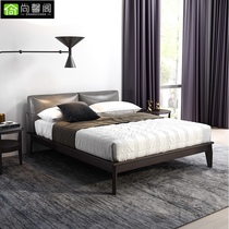Nordic solid wood bed 1 8 meters double bed master bedroom 1 5M simple modern new light luxury soft bag leather bed