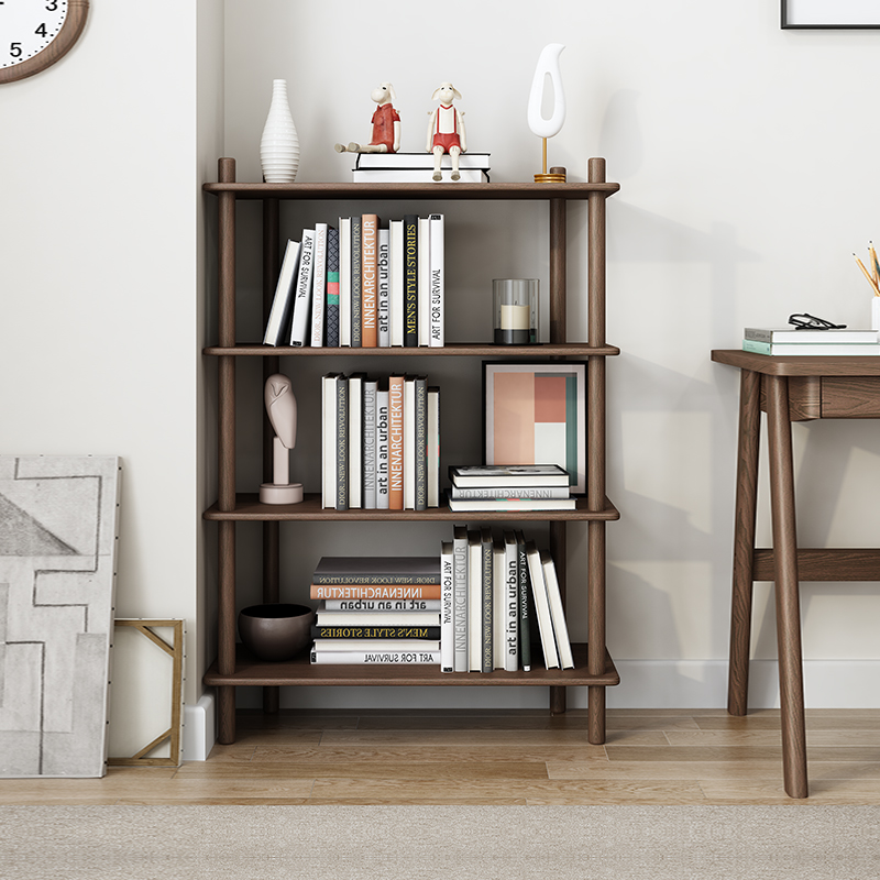 Solid wood bookshelf simple household storage rack small multi-layer student children's bookcase office floor rack