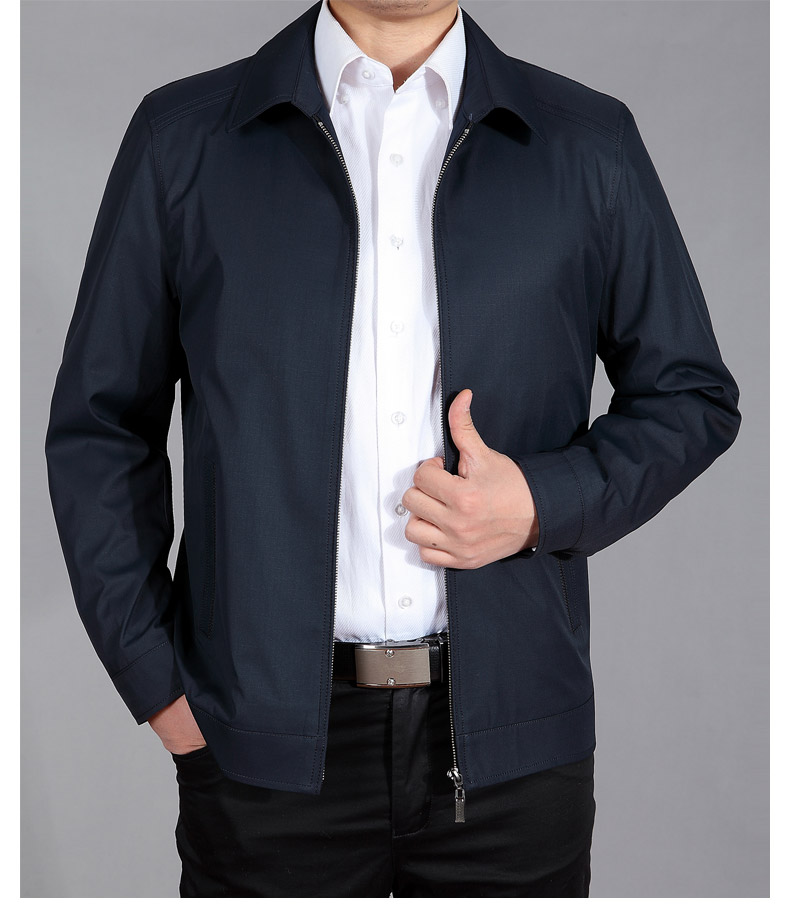 Mùa xuân và mùa thu mô hình trung niên áo khoác nam ve áo lỏng kích thước lớn áo khoác nam kinh doanh bình thường áo khoác cha phần mỏng