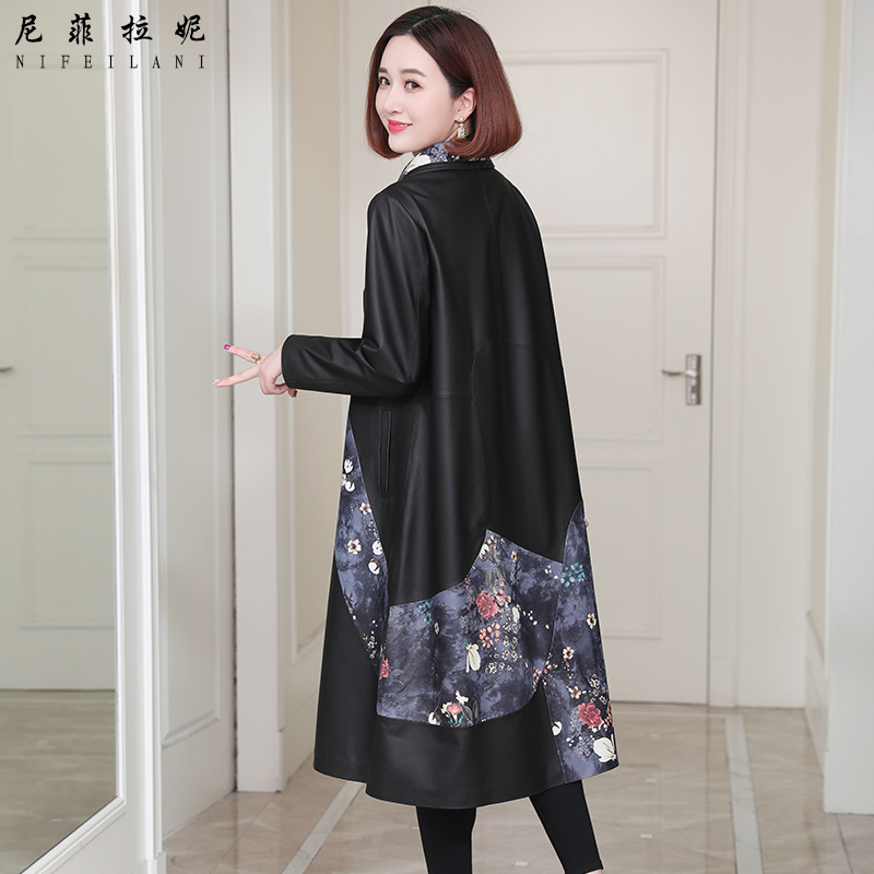 Genuine leather jacket women's mid-length version 2022 new Korean version big-name high-end large size Haining spring and autumn sheepskin windbreaker