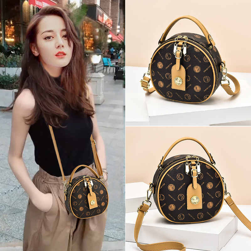 Genuine Leather Small Round Bag for Women 2026 New Trendy Fashion Versatile Kangaroo Retro Handbag Large Capacity Shoulder Crossbody Bag