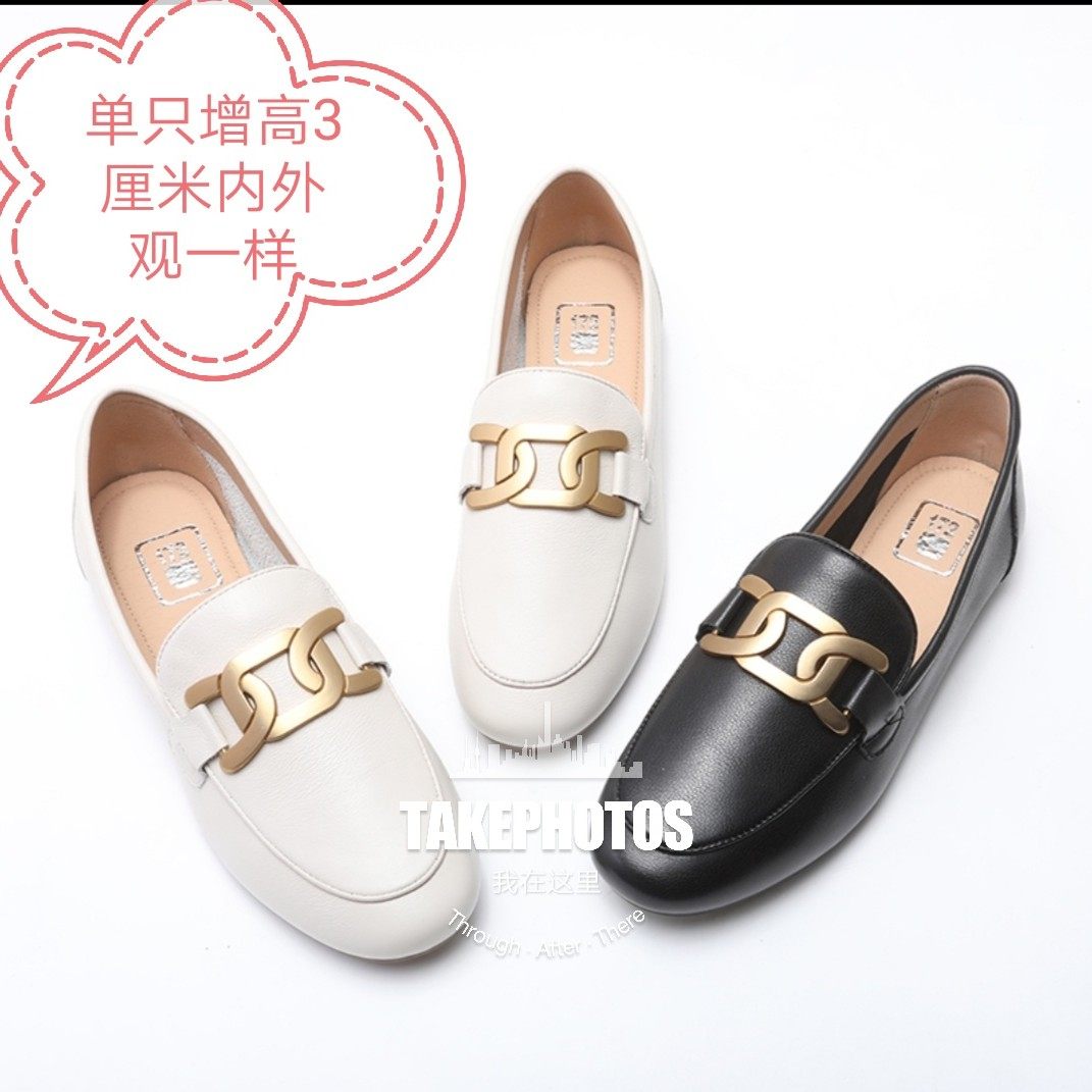 Custom length legs high and low foot single only heightening of invisible supplements high correction genuine leather shallow mouth shoes casual shoes working women's shoes