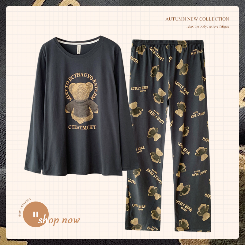 High-end pajamas women's spring and autumn pure cotton cute net red popular cotton long-sleeved trousers couples home service men's thin section