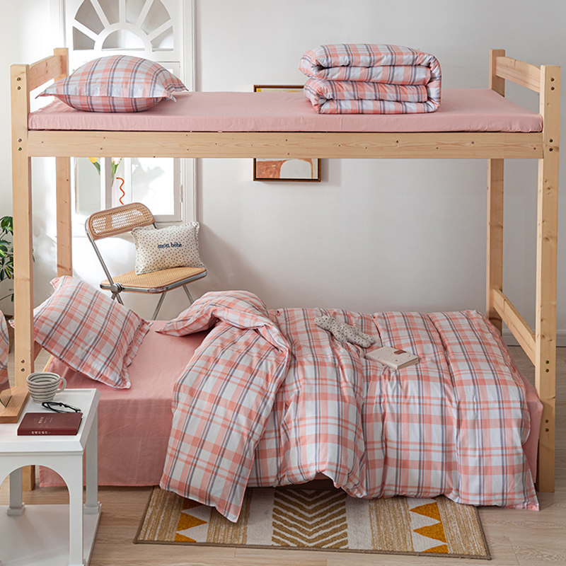Dorm room Dormitory Bed Three Sets Pure Cotton Linen Full Cotton Quilt Cover Single Quilt Hood Single Bed College Student Bed Pindi Woman