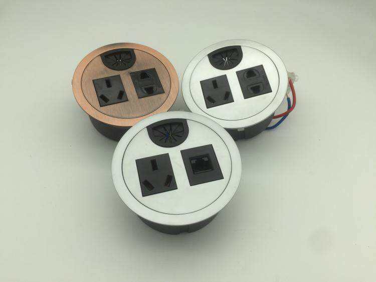 Desktop round socket Computer desk Embedded power network cable hole cover Desk multi-function cable box 80mm
