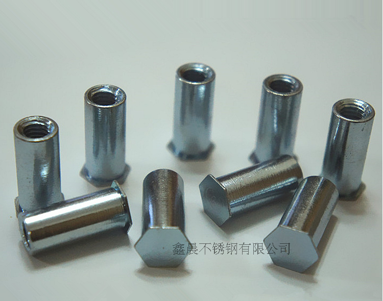 M6 galvanized blind hole pressure riveting screw. Press riveting nuts live. Press riveting hold. BSOM6*3*50 hex pressure riveting stud