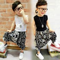 Childrens summer clothes Childrens boys vest Waistcoat suit Sleeveless Halterneck suit Two-piece suit Sports suit Tide suit