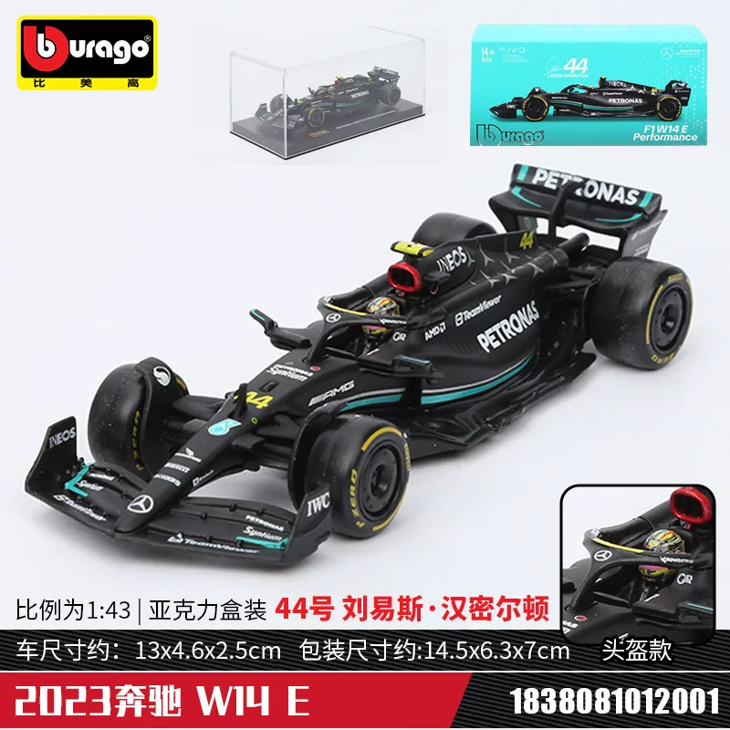 Модель гоночного автомобиля 1:43 Benz Mercedes AMG Hamilton W14 Formula Racing F1 из сплава