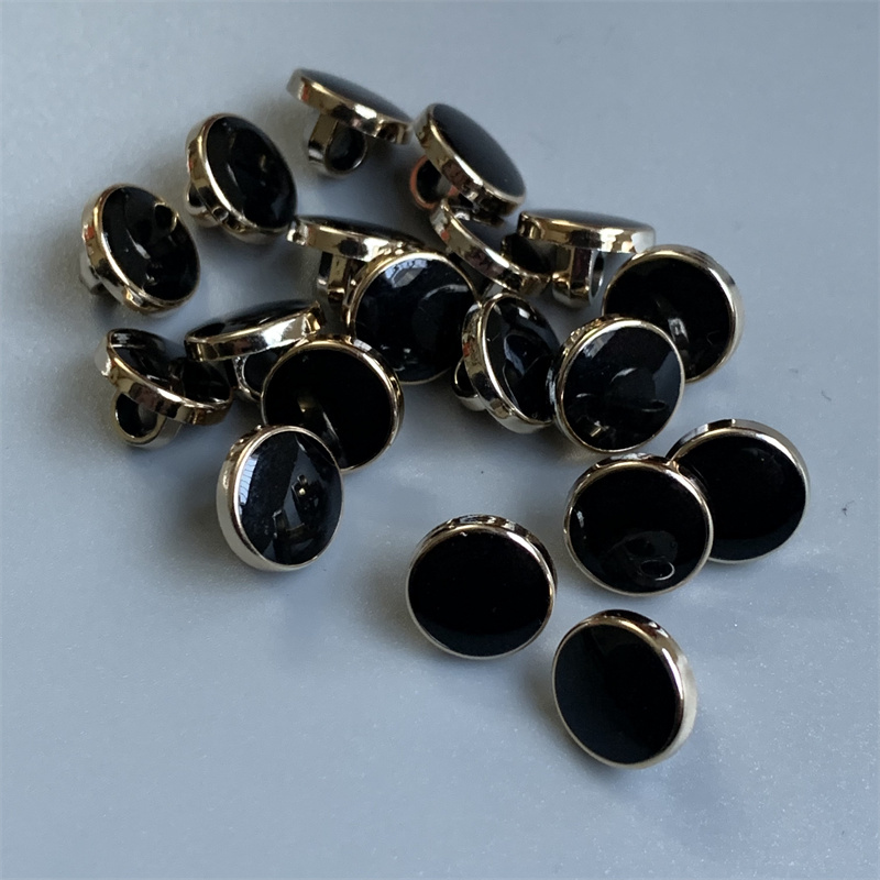 Round High-End Buttons in Rose Gold Plastic with Black and Gold Trim, Fashionable Small Buttons for Men's and Women's Shirts, Versatile Small Buttons