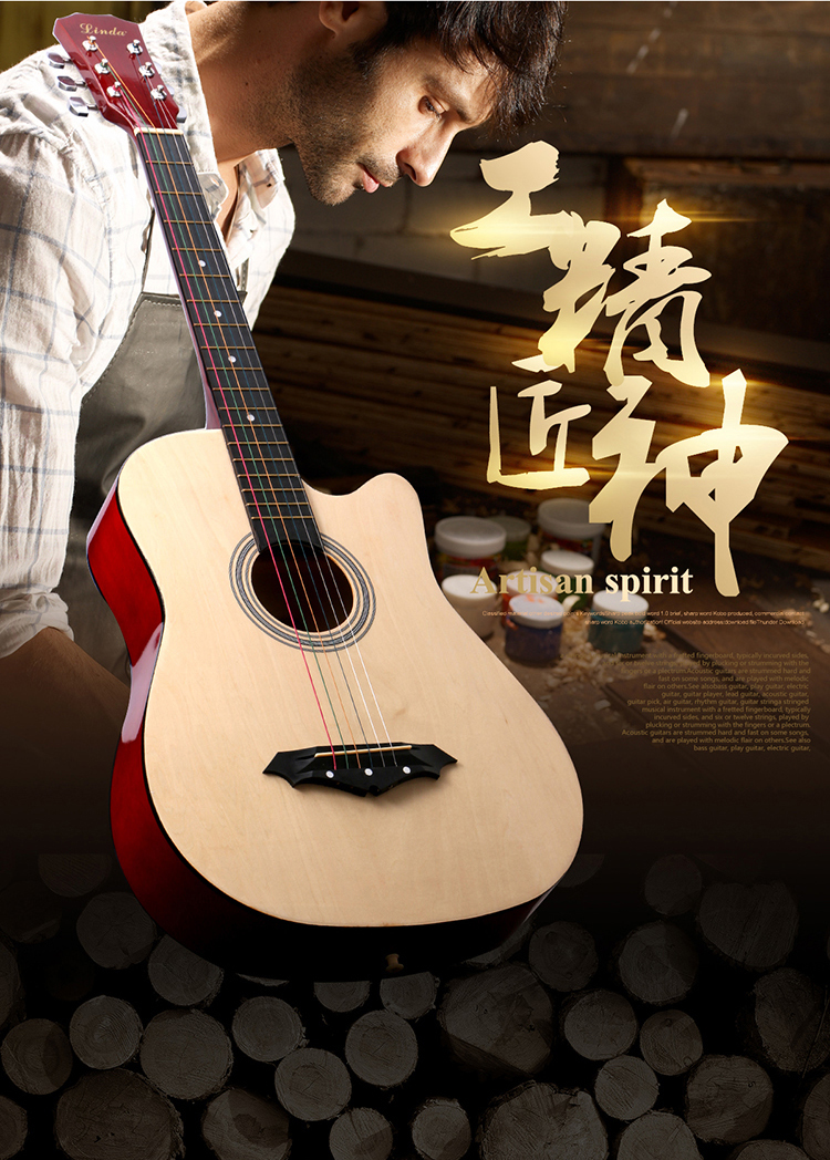 38 inch ballad guitar gỗ màu đen mới bắt đầu học sinh nam và nữ người mới chơi guitar gỗ nhỏ guitar 6 dây jita - Nhạc cụ phương Tây đàn điện