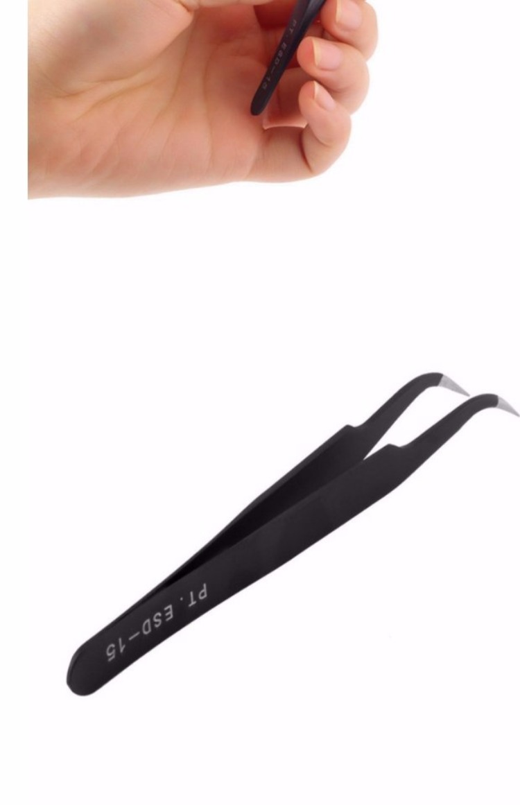 Cửa hàng nail thường sử dụng dụng cụ nhíp đen khuỷu tay chống tĩnh điện kẹp clip khoan kim cương trang sức đặc biệt - Công cụ Nail máy mài móng tay