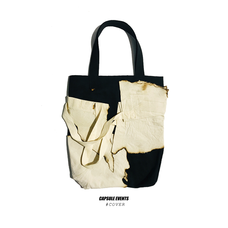 Capsule Events Capsule Events Black Handmade Distressed & Multi-Diy Collage Designer Canvas Bag Capsule Events Capsule Events Black Handmade Distressed & Multi-Diy Collage Designer Canvas Bag