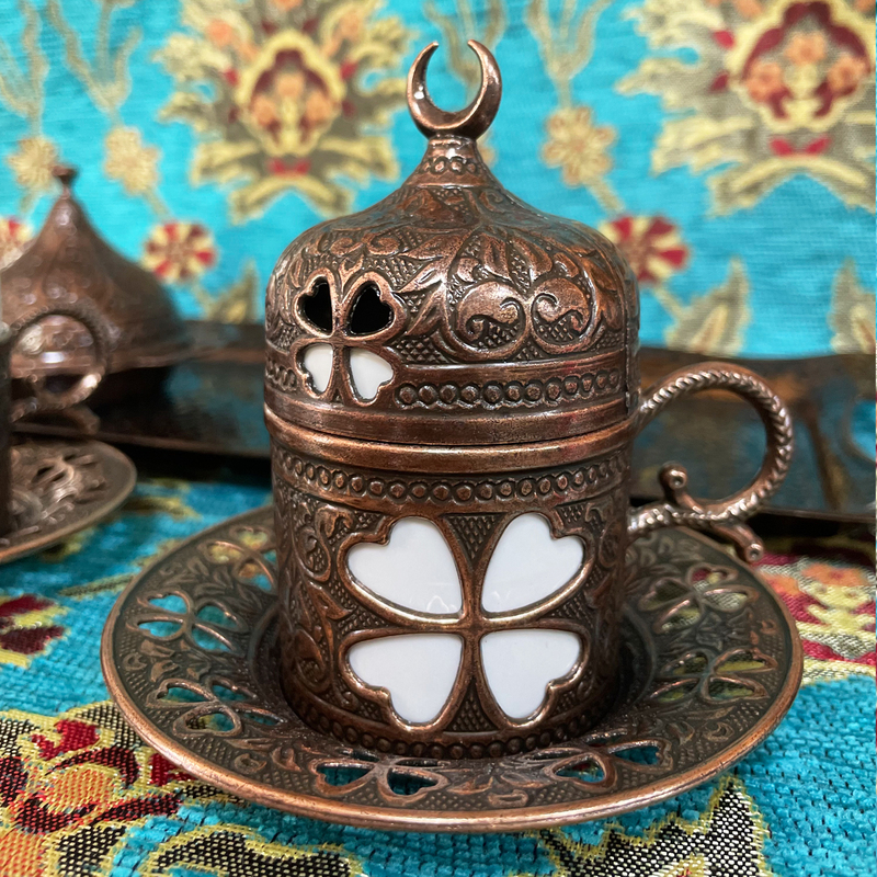 Imported from Turkey, High-End Vintage Coffee Cup Ceramic, Luxury Sugar Dish Tray, Four-Leaf Clover Designer Style